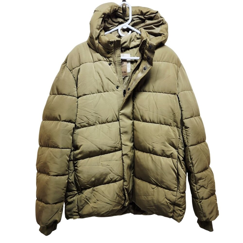 Womens Olive Green Hooded Puffer Jacket Size Medium